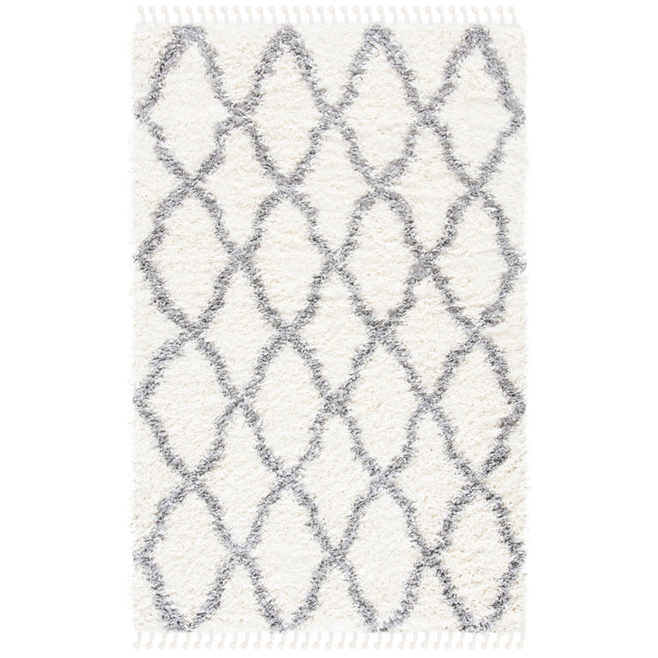 SAFAVIEH Moroccan Tassel Shag MTS358B Ivory / Lt Grey Rug Image 10