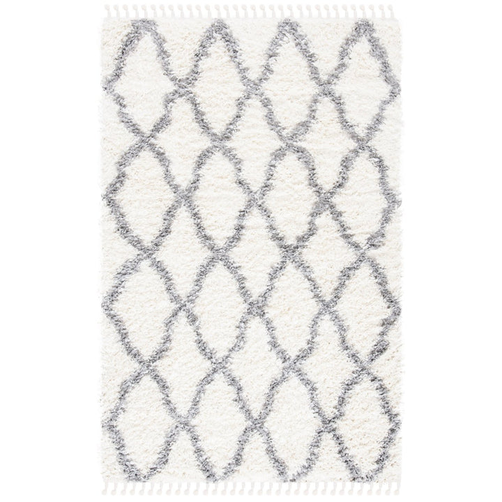 SAFAVIEH Moroccan Tassel Shag MTS358B Ivory / Lt Grey Rug Image 1