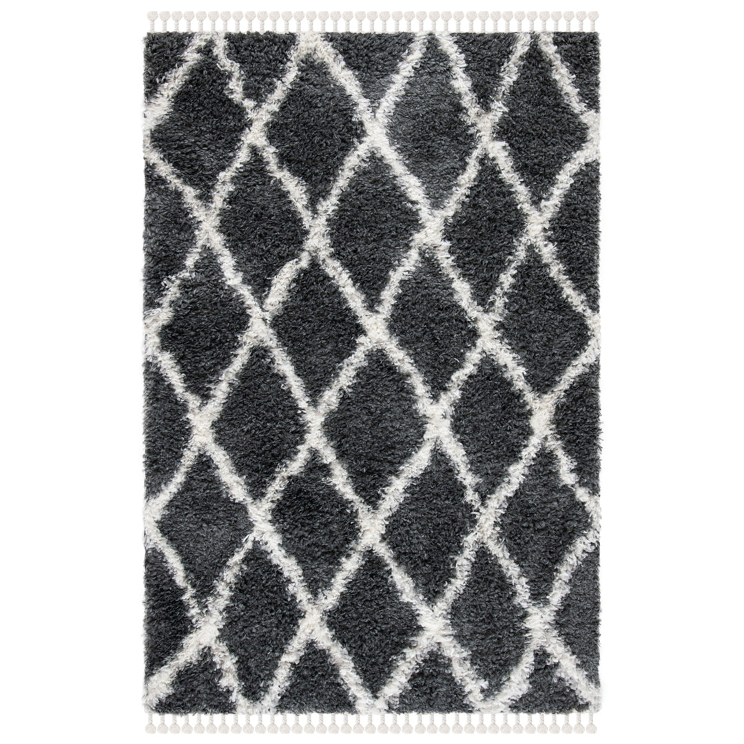 SAFAVIEH Moroccan Tassel Shag MTS359F Grey / Ivory Rug Image 10