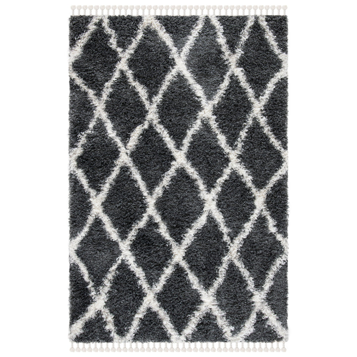 SAFAVIEH Moroccan Tassel Shag MTS359F Grey / Ivory Rug Image 10