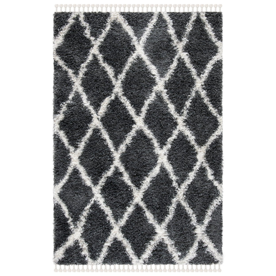 SAFAVIEH Moroccan Tassel Shag MTS359F Grey / Ivory Rug Image 1