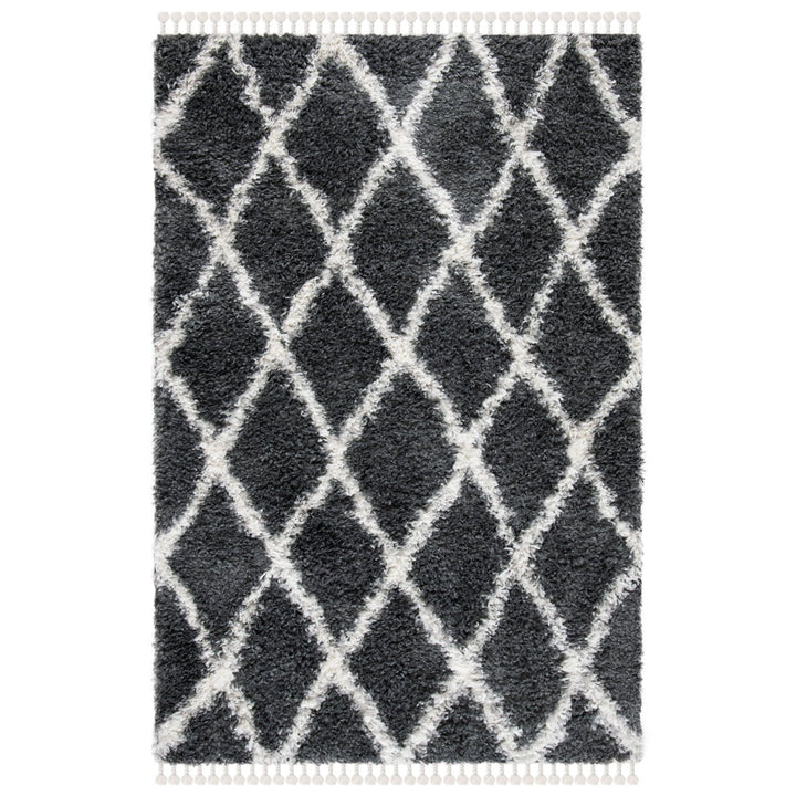 SAFAVIEH Moroccan Tassel Shag MTS359F Grey / Ivory Rug Image 1