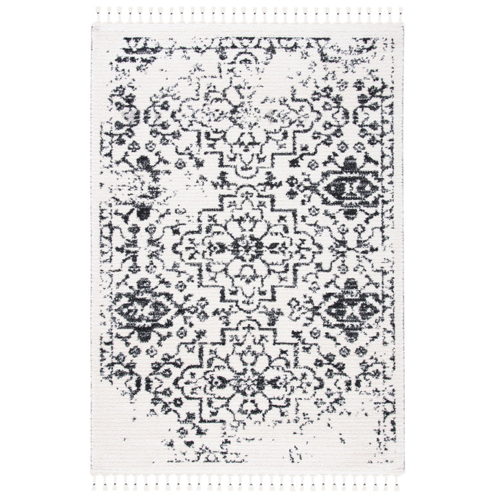 SAFAVIEH Moroccan Tassel Shag MTS413A Ivory /Black Rug Image 1