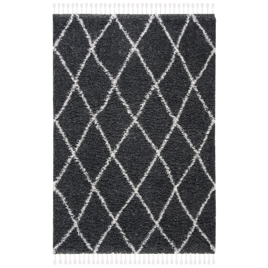 SAFAVIEH Moroccan Tassel Shag MTS359F Grey / Ivory Rug Image 11