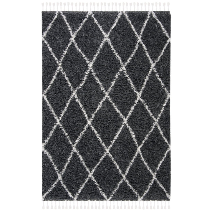 SAFAVIEH Moroccan Tassel Shag MTS359F Grey / Ivory Rug Image 1