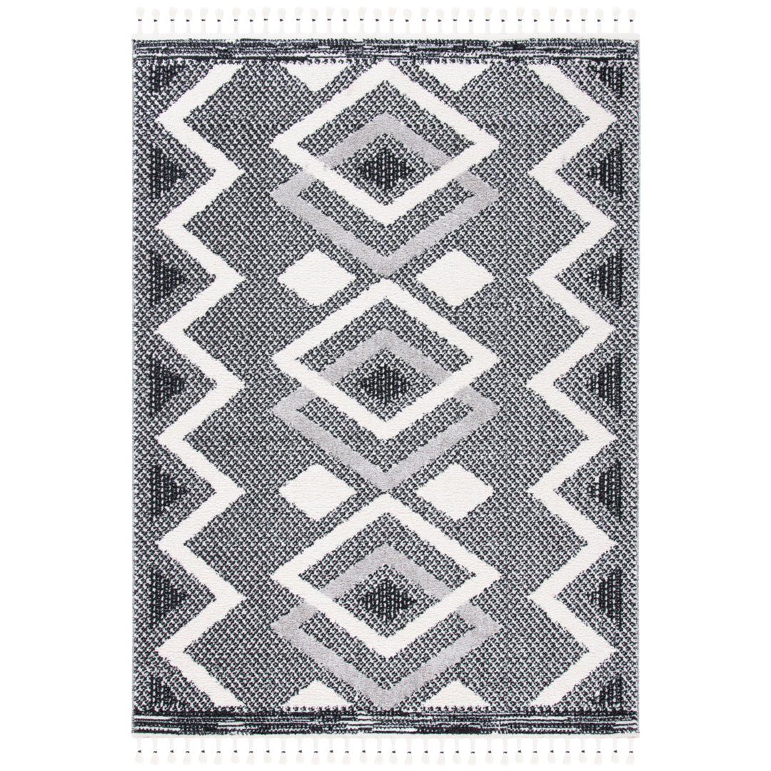 SAFAVIEH Moroccan Tassel Shag MTS452A Ivory /Black Rug Image 1