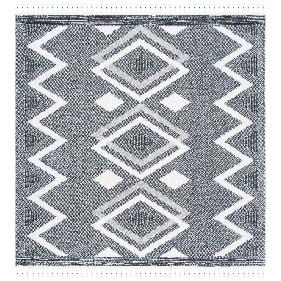 SAFAVIEH Moroccan Tassel Shag MTS452A Ivory /Black Rug Image 6