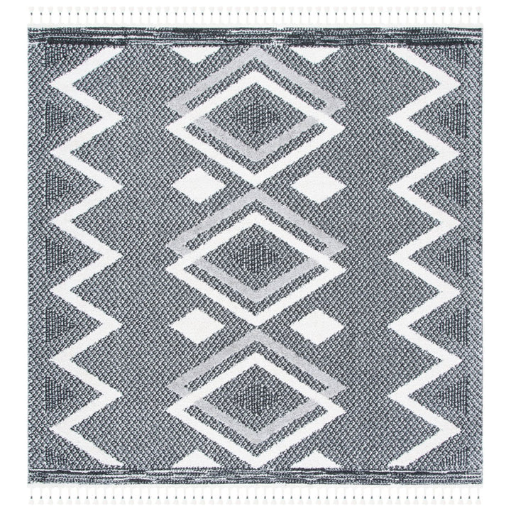 SAFAVIEH Moroccan Tassel Shag MTS452A Ivory /Black Rug Image 6