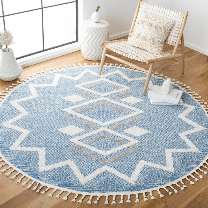 SAFAVIEH Moroccan Tassel Shag MTS452B Ivory / Lt Grey Rug Image 2