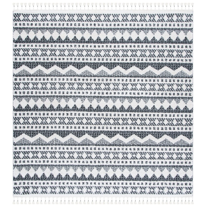 SAFAVIEH Moroccan Tassel Shag MTS484A Ivory /Black Rug Image 1