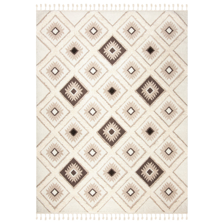 SAFAVIEH Moroccan Tassel Shag MTS601A Ivory /Brown Rug Image 1