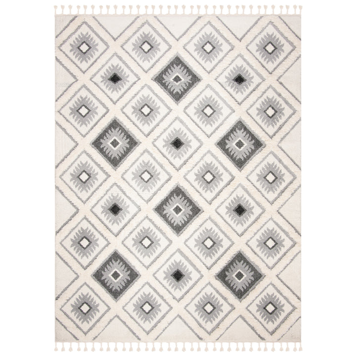 SAFAVIEH Moroccan Tassel Shag MTS601F Ivory / Grey Rug Image 1