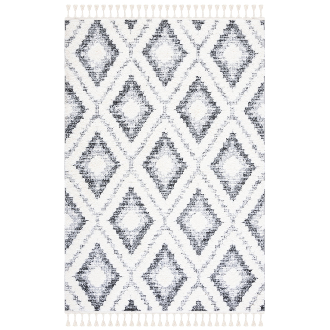 SAFAVIEH Moroccan Tassel Shag MTS610A Ivory / Grey Rug Image 2