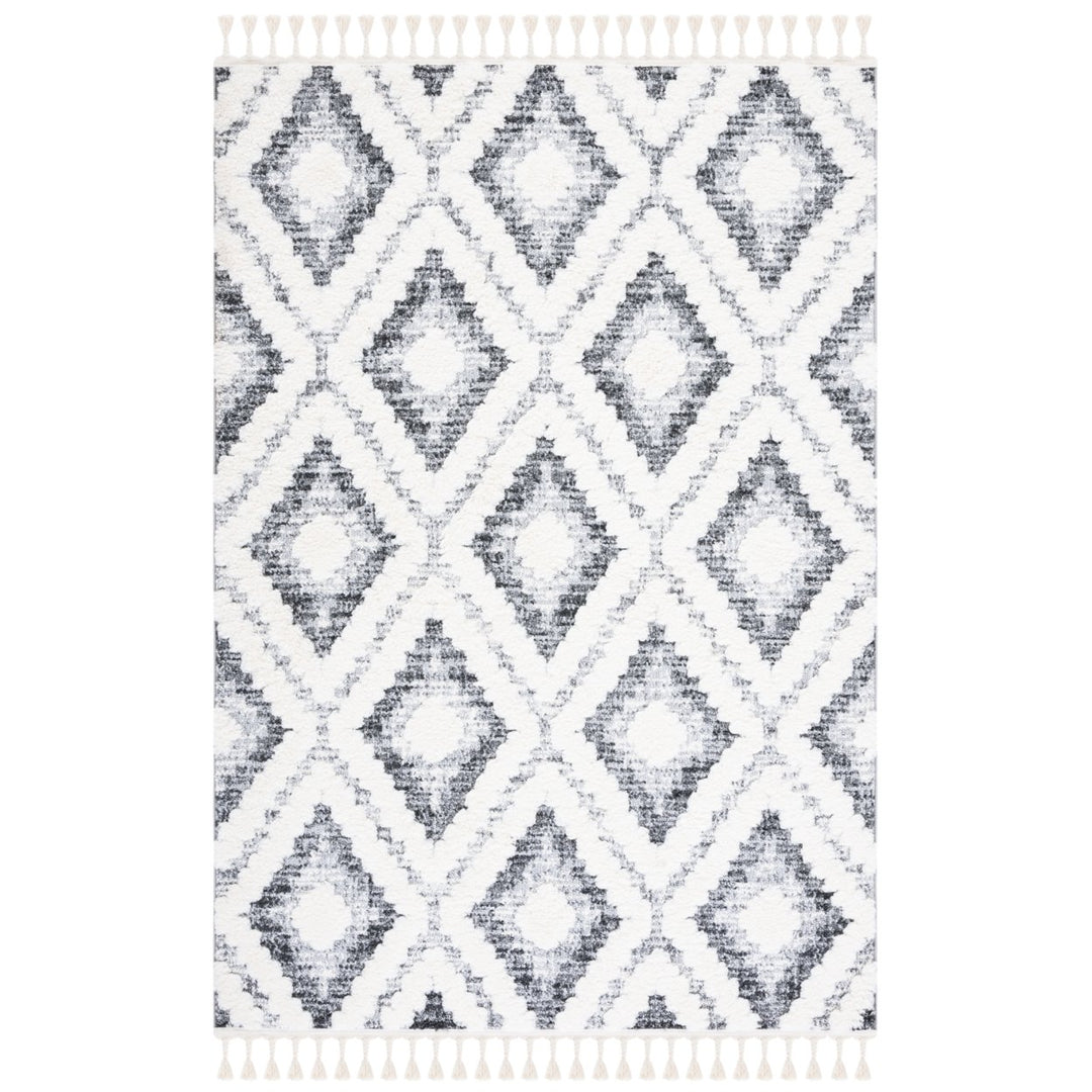 SAFAVIEH Moroccan Tassel Shag MTS610A Ivory / Grey Rug Image 1