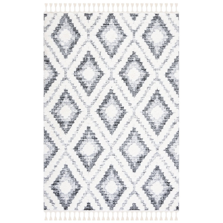 SAFAVIEH Moroccan Tassel Shag MTS610A Ivory / Grey Rug Image 1