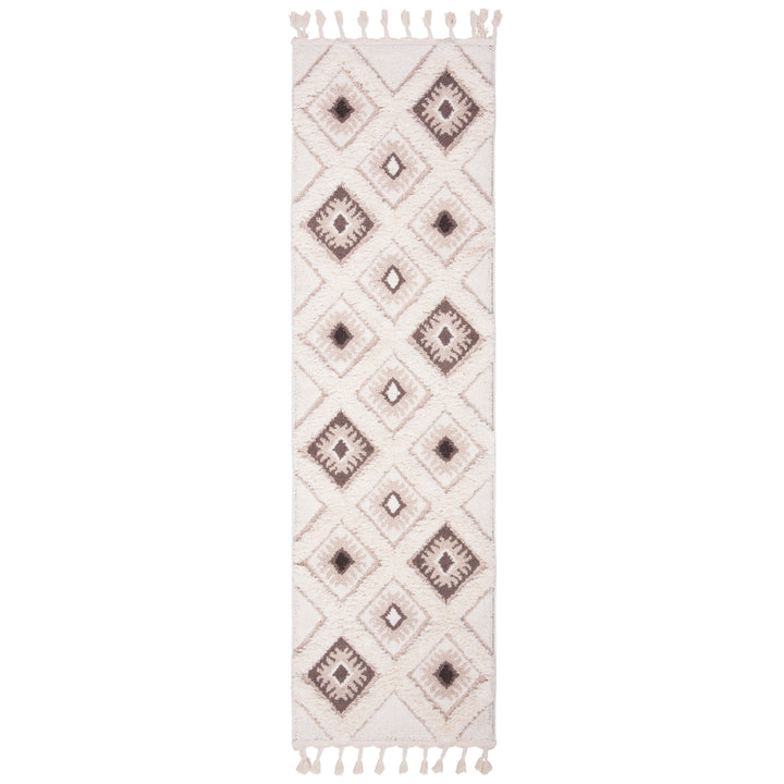 SAFAVIEH Moroccan Tassel Shag MTS601A Ivory /Brown Rug Image 5