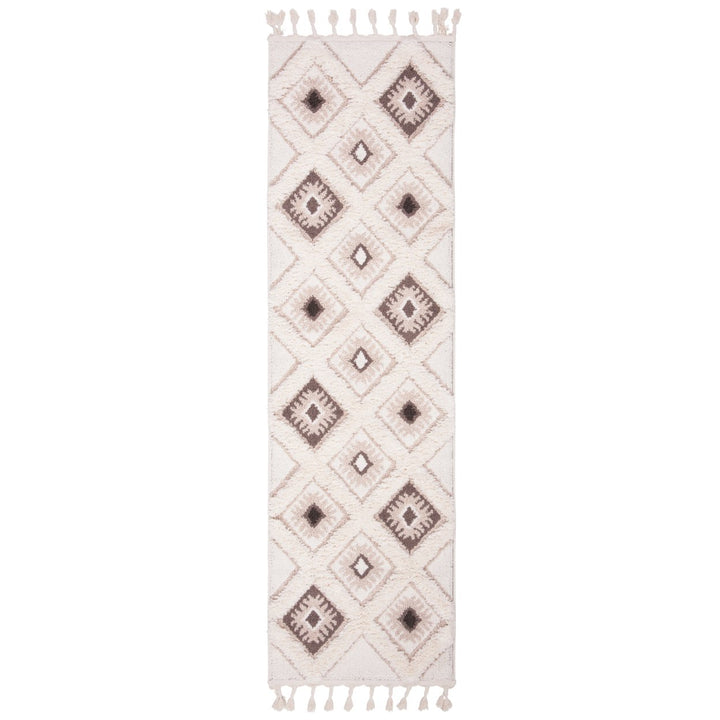 SAFAVIEH Moroccan Tassel Shag MTS601A Ivory /Brown Rug Image 1