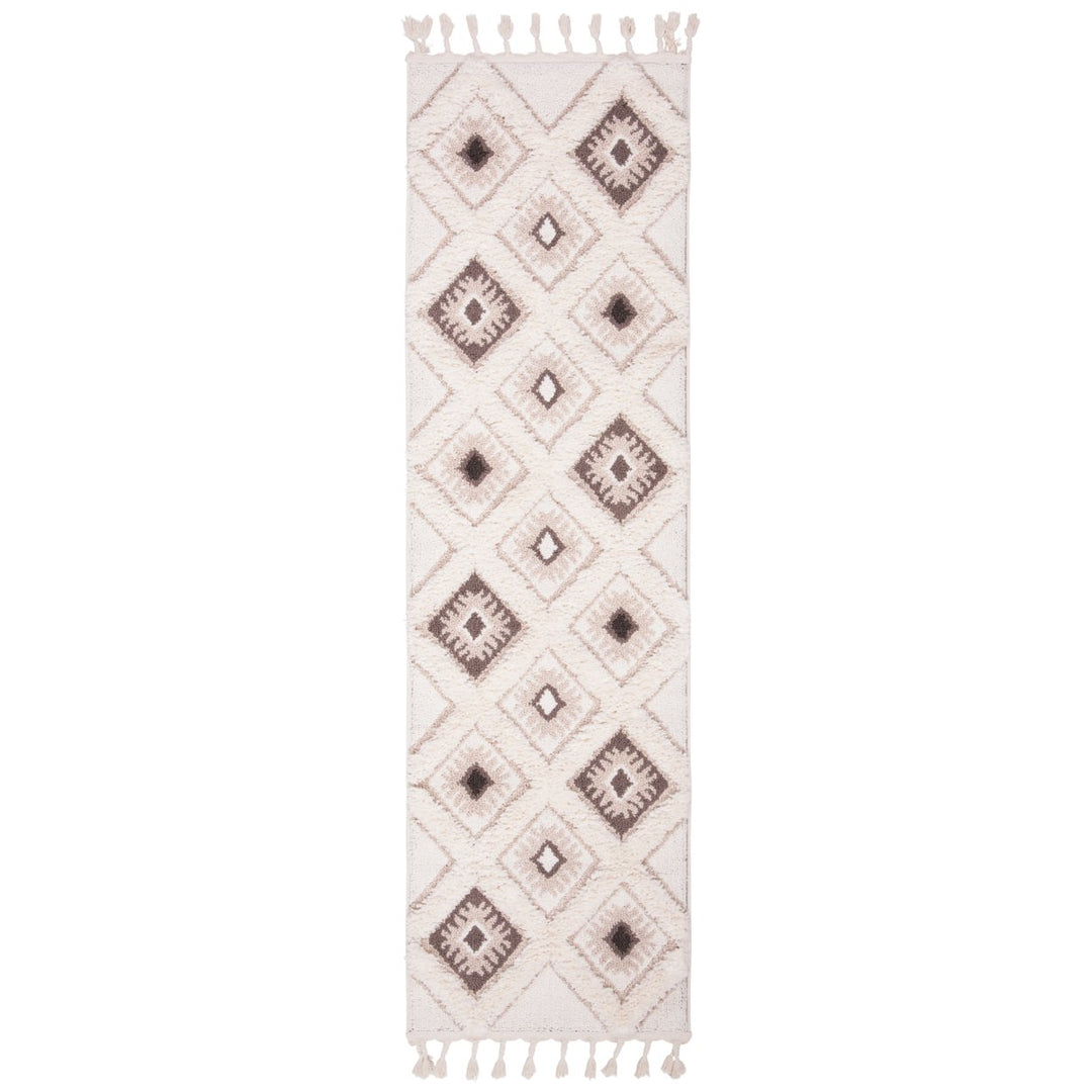 SAFAVIEH Moroccan Tassel Shag MTS601A Ivory /Brown Rug Image 1