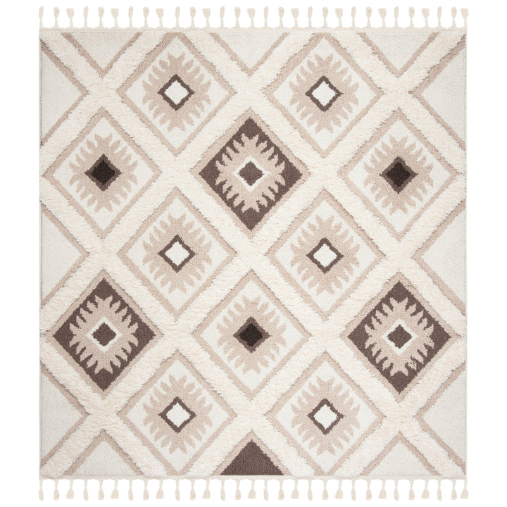 SAFAVIEH Moroccan Tassel Shag MTS601A Ivory /Brown Rug Image 6