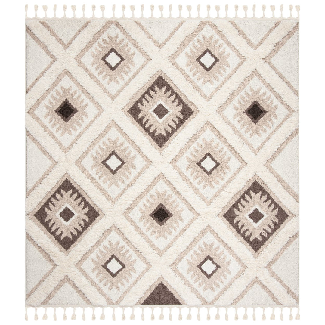 SAFAVIEH Moroccan Tassel Shag MTS601A Ivory /Brown Rug Image 1