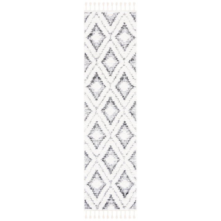 SAFAVIEH Moroccan Tassel Shag MTS610A Ivory / Grey Rug Image 6