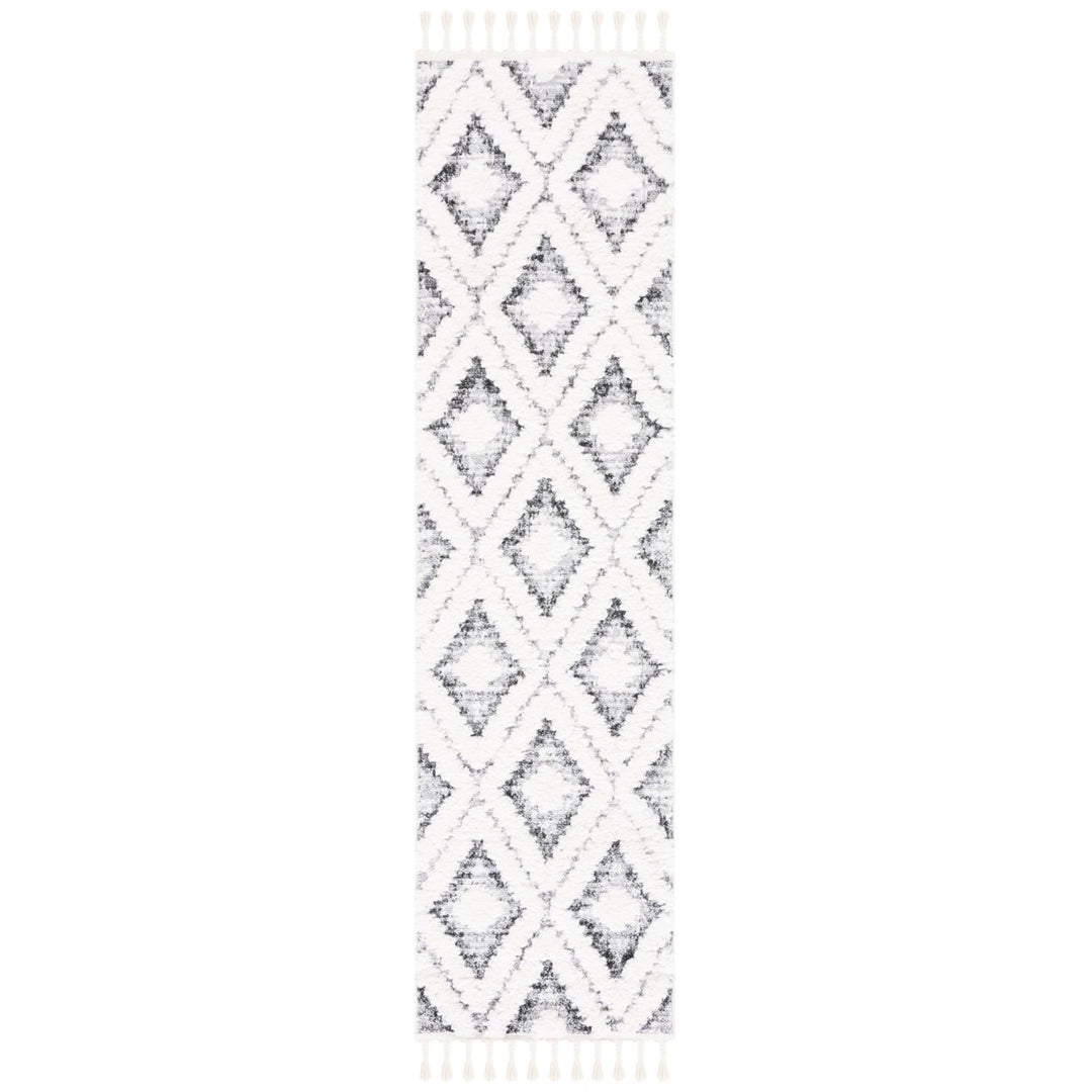 SAFAVIEH Moroccan Tassel Shag MTS610A Ivory / Grey Rug Image 1