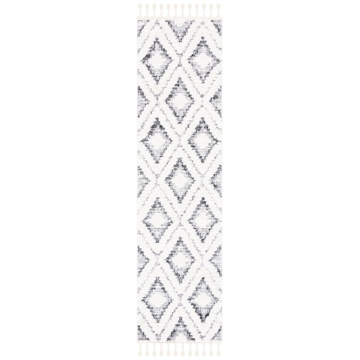 SAFAVIEH Moroccan Tassel Shag MTS610A Ivory / Grey Rug Image 1