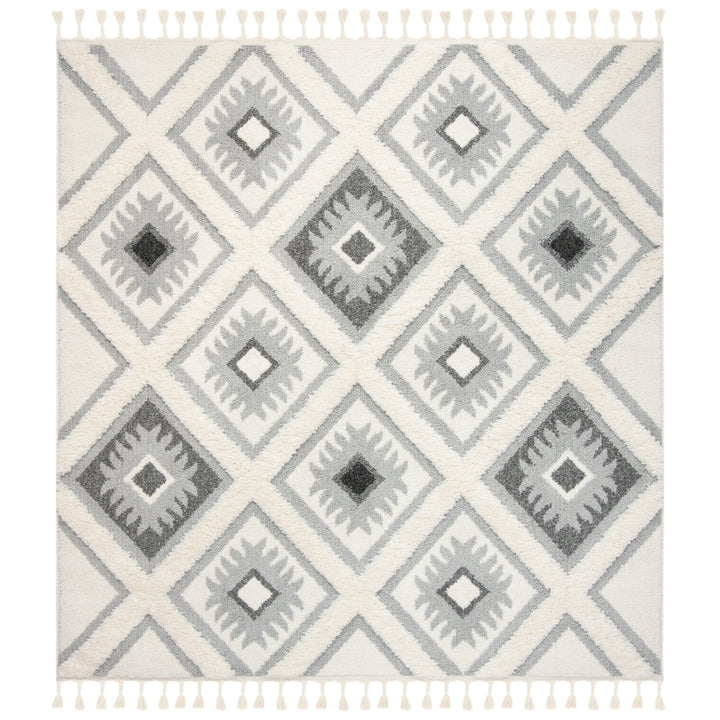 SAFAVIEH Moroccan Tassel Shag MTS601F Ivory / Grey Rug Image 6