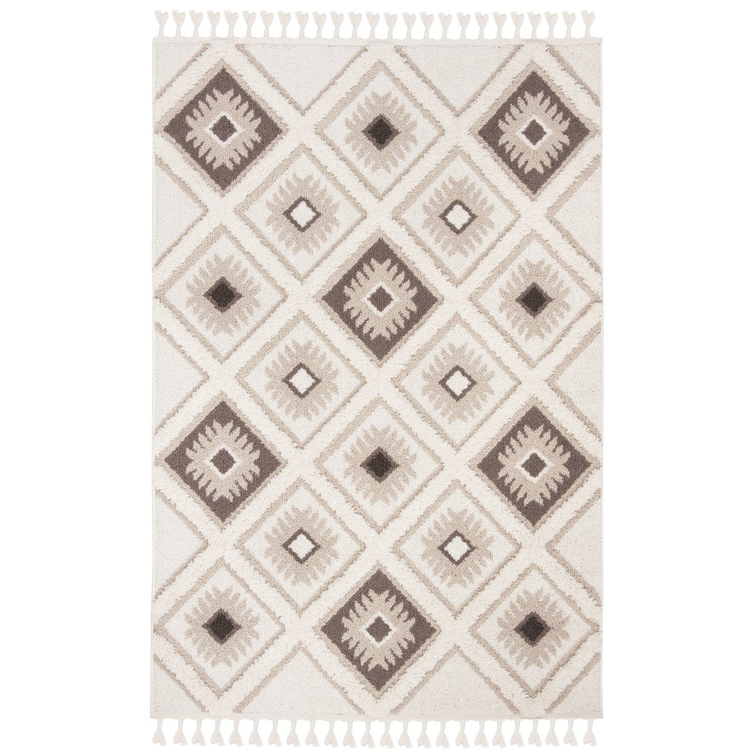 SAFAVIEH Moroccan Tassel Shag MTS601A Ivory /Brown Rug Image 1