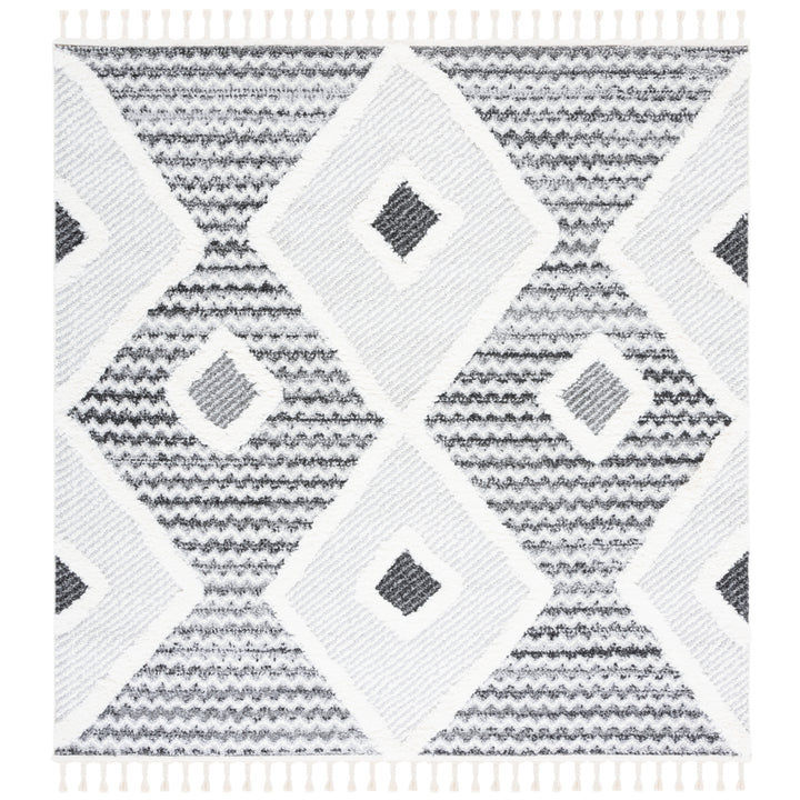 SAFAVIEH Moroccan Tassel Shag MTS612F Grey / Ivory Rug Image 6