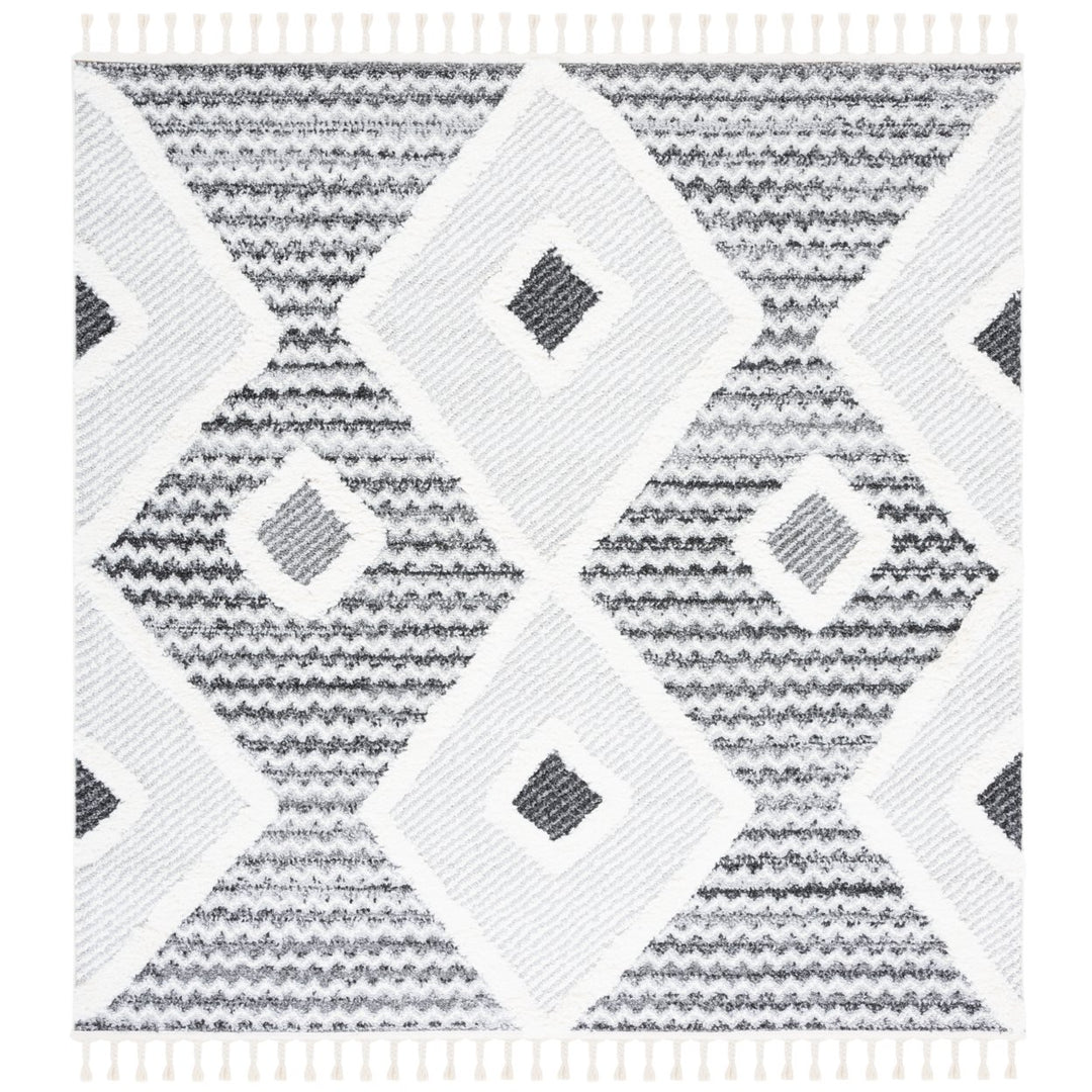 SAFAVIEH Moroccan Tassel Shag MTS612F Grey / Ivory Rug Image 1