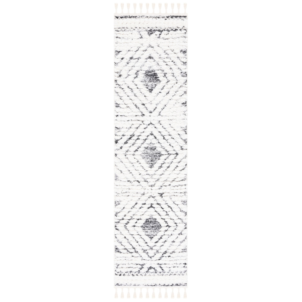 SAFAVIEH Moroccan Tassel Shag MTS614A Ivory / Grey Rug Image 2