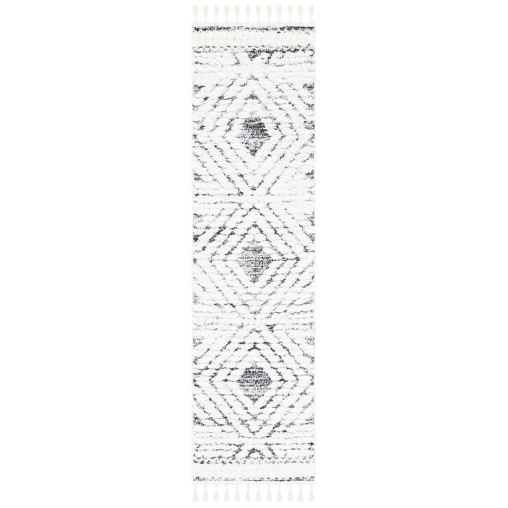 SAFAVIEH Moroccan Tassel Shag MTS614A Ivory / Grey Rug Image 2