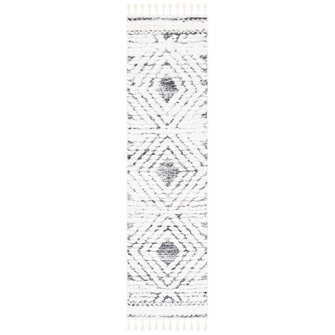 SAFAVIEH Moroccan Tassel Shag MTS614A Ivory / Grey Rug Image 1