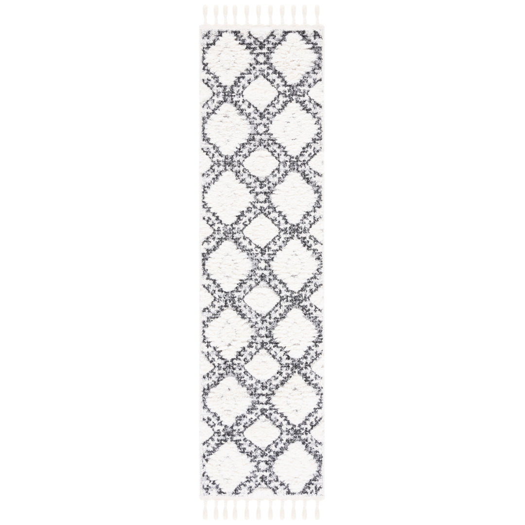 SAFAVIEH Moroccan Tassel Shag MTS616A Ivory / Grey Rug Image 5