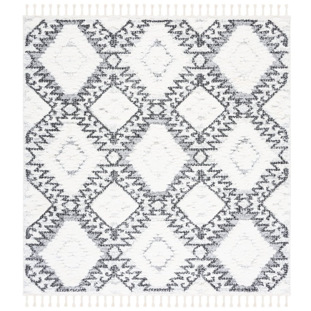 SAFAVIEH Moroccan Tassel Shag MTS616A Ivory / Grey Rug Image 1