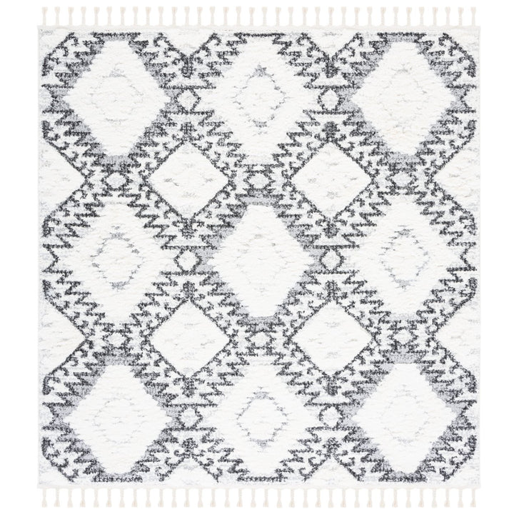 SAFAVIEH Moroccan Tassel Shag MTS616A Ivory / Grey Rug Image 1