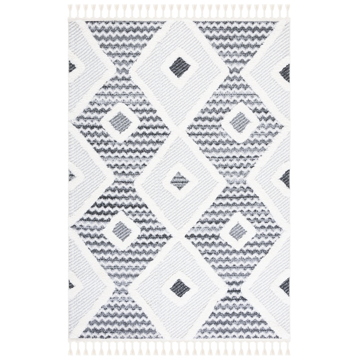 SAFAVIEH Moroccan Tassel Shag MTS612F Grey / Ivory Rug Image 10