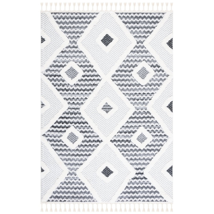 SAFAVIEH Moroccan Tassel Shag MTS612F Grey / Ivory Rug Image 1