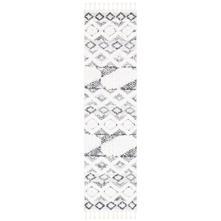SAFAVIEH Moroccan Tassel Shag MTS618A Ivory / Grey Rug Image 5