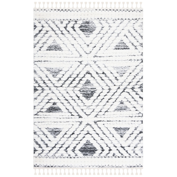 SAFAVIEH Moroccan Tassel Shag MTS614A Ivory / Grey Rug Image 3