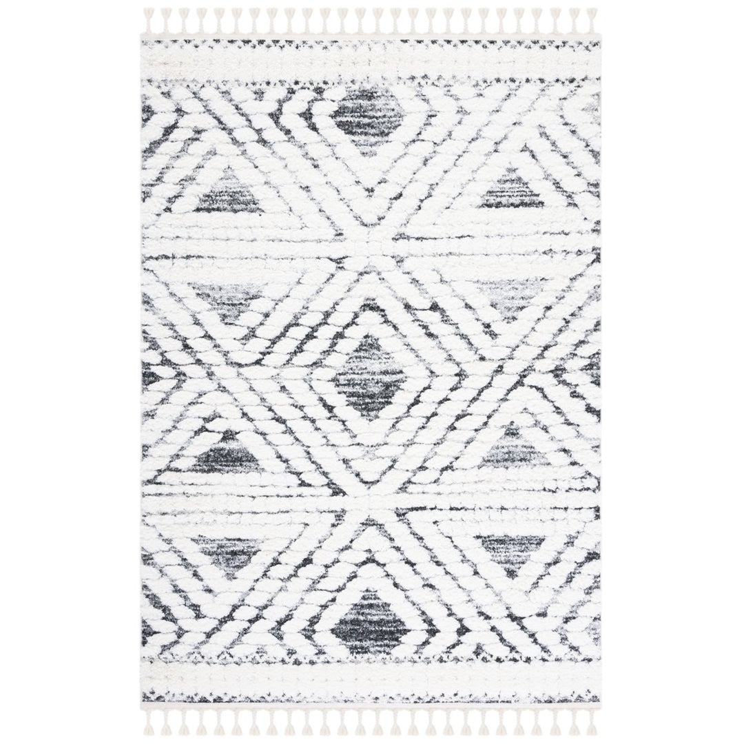 SAFAVIEH Moroccan Tassel Shag MTS614A Ivory / Grey Rug Image 1