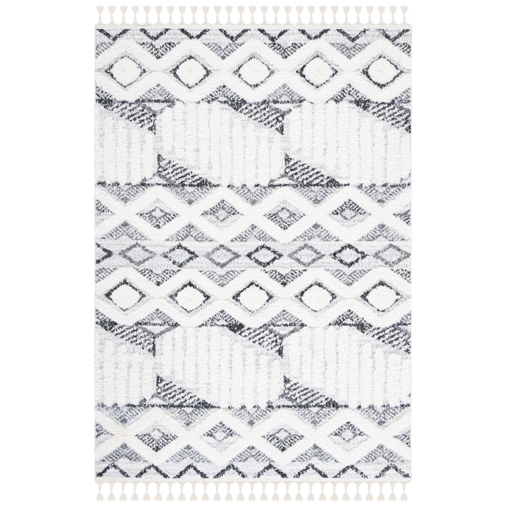 SAFAVIEH Moroccan Tassel Shag MTS618A Ivory / Grey Rug Image 1