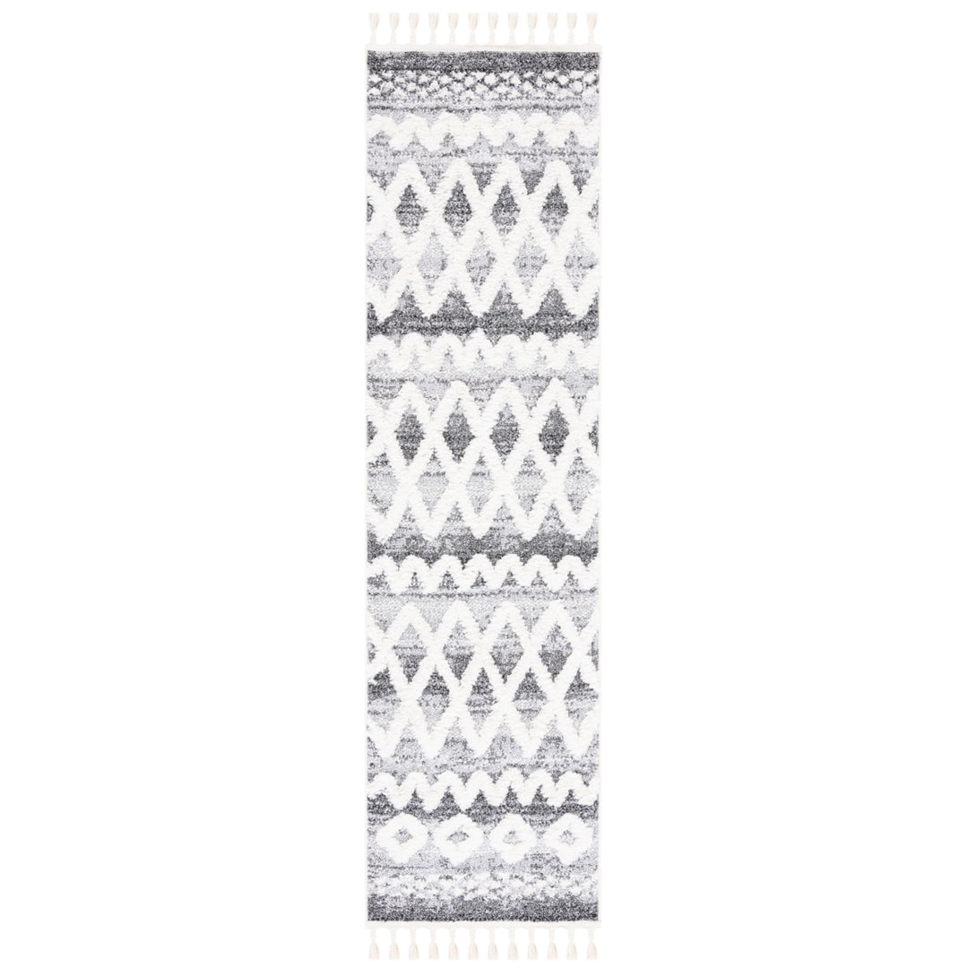 SAFAVIEH Moroccan Tassel Shag MTS626F Grey / Ivory Rug Image 5