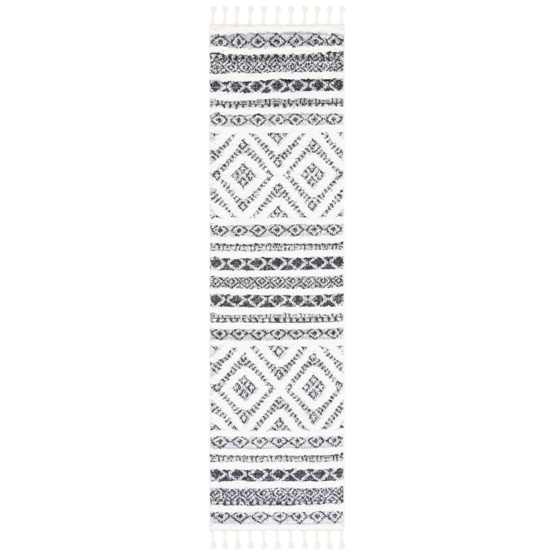 SAFAVIEH Moroccan Tassel Shag MTS628F Grey / Ivory Rug Image 4