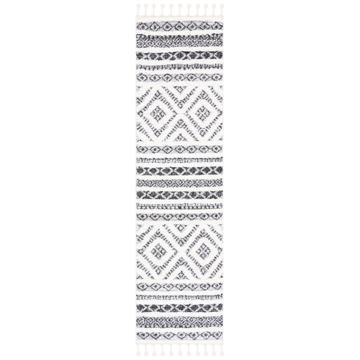 SAFAVIEH Moroccan Tassel Shag MTS628F Grey / Ivory Rug Image 4