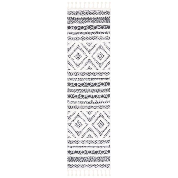 SAFAVIEH Moroccan Tassel Shag MTS628F Grey / Ivory Rug Image 1