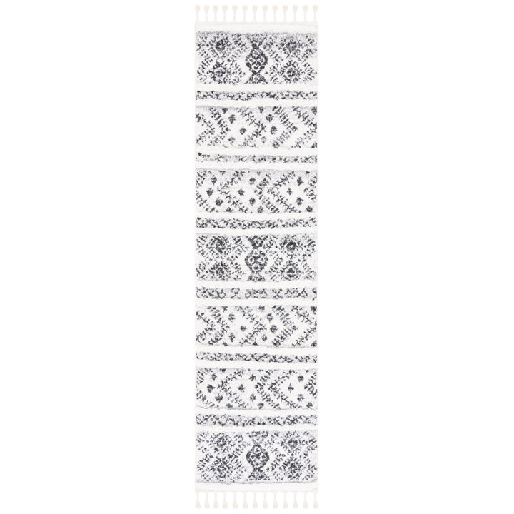 SAFAVIEH Moroccan Tassel Shag MTS630A Ivory / Grey Rug Image 5