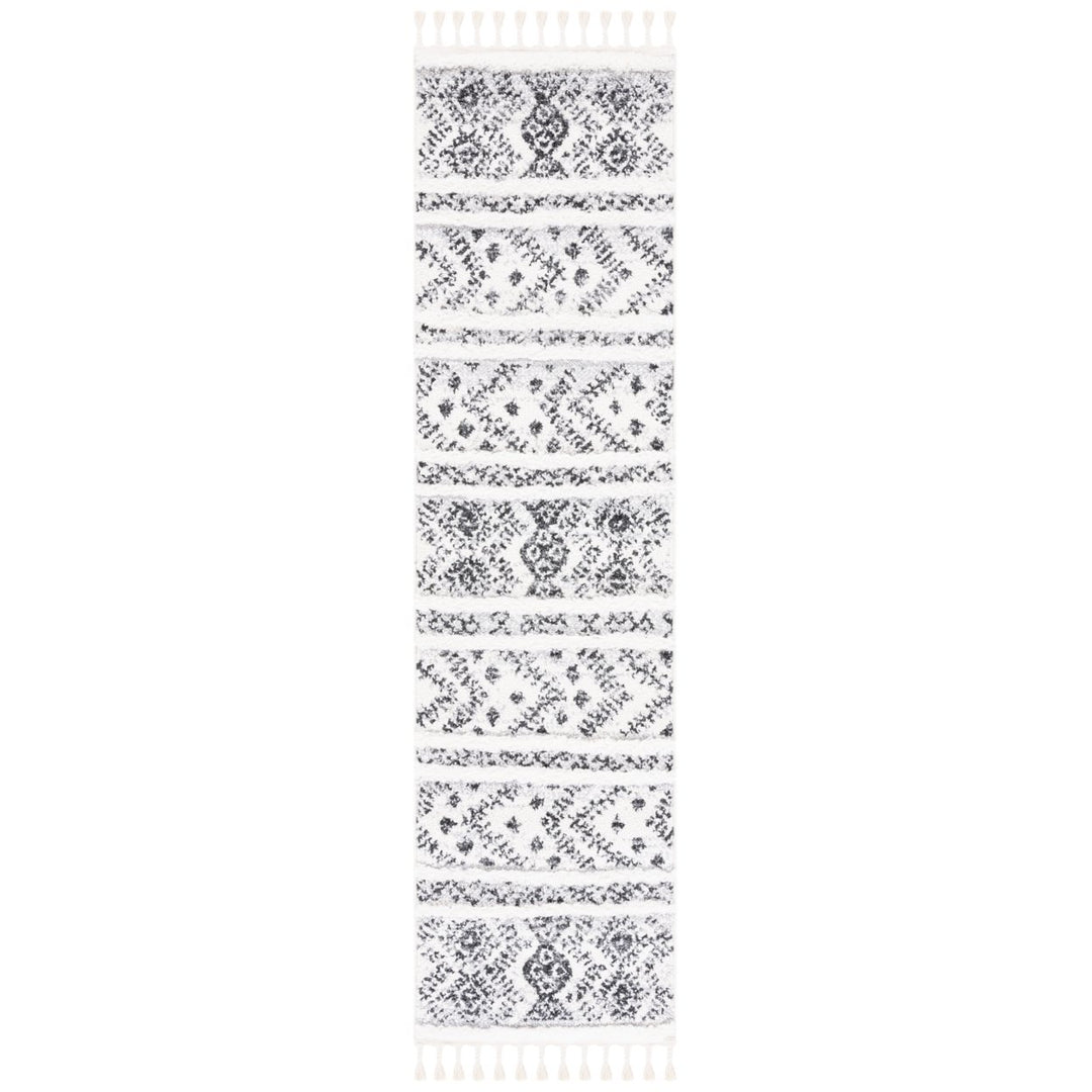 SAFAVIEH Moroccan Tassel Shag MTS630A Ivory / Grey Rug Image 1