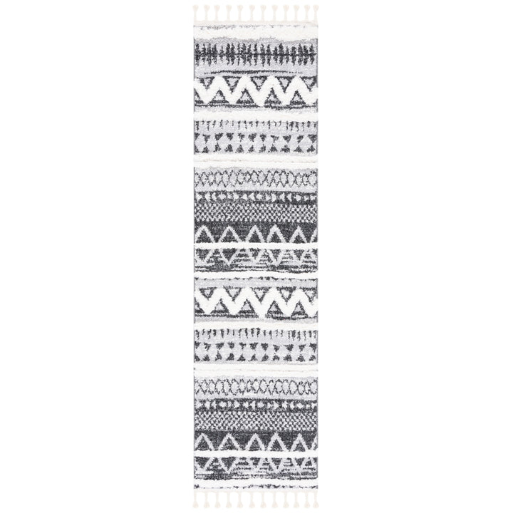 SAFAVIEH Moroccan Tassel Shag MTS634F Grey / Black Rug Image 5